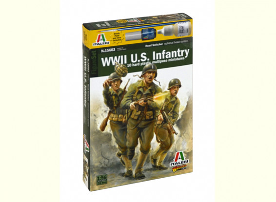 Italeri 1/56 Escala de WWll estadounidense de infantería figura militar Kit