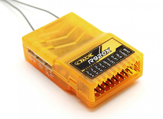 OrangeRx R920X 9Ch 2,4 GHz DSM2 / DSMX CompFullRangeRx w / SatDivAnt, F / Safe & CPPM