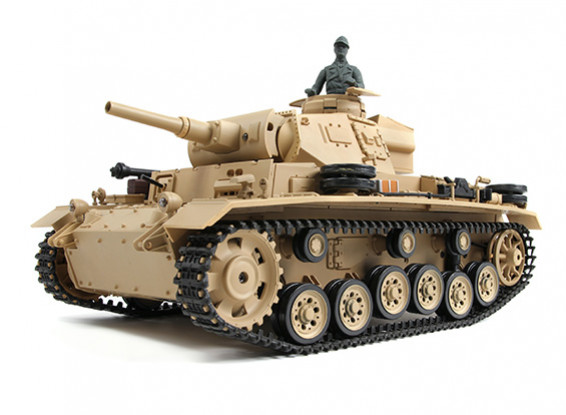 Panzer III Ausf.H (Desert Yellow) RC Tanque RTR w / Airsoft / Humo y Tx (enchufe de la UE) (Almacén de la UE)