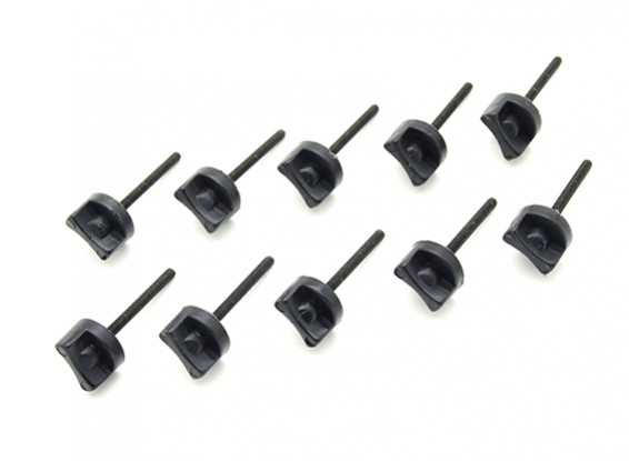 Tornillos de mariposa de nylon con eje de acero M2 x 25mm Negro (10pc)