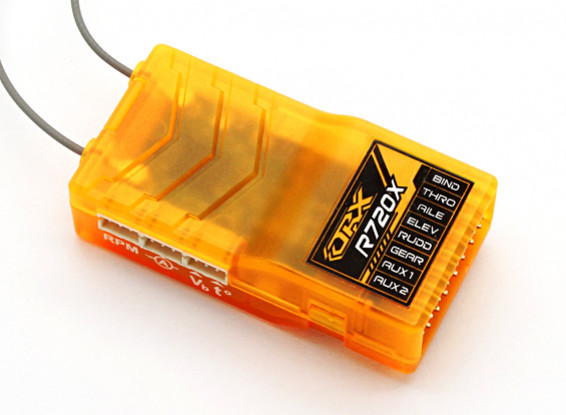 OrangeRx R720X 7 canales 2.4 GHz DSM2 / DSMX Compatible Rx de gama completa w / Sat Div antena, a prueba de fallos y S.Bus