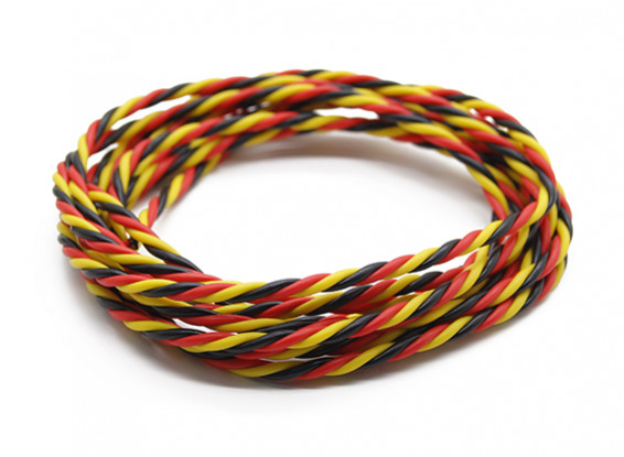 Trenzado 22 AWG Servo cable rojo / Negro / Amarillo (2mtr)