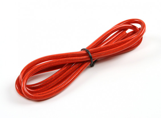Turnigy Pure-silicona de alambre 12 AWG 1m (rojo translúcido)