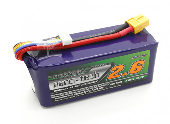 Turnigy nano-tech 2600mah 6S 45 ~ 90C LiPoly batería