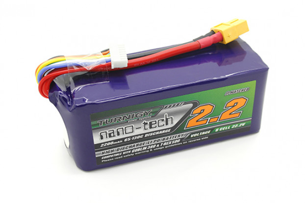 Turnigy nano-tech 2200mah 6S 65 ~ 130C LiPoly batería