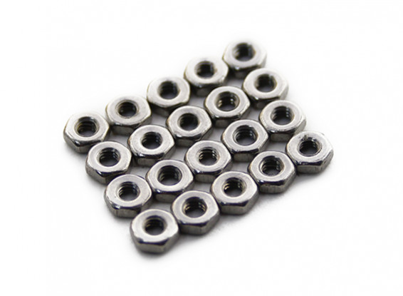 M2 tuercas hexagonales de acero cromado (20 piezas)