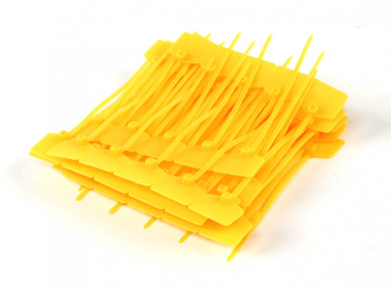 Sujetacables de 120 mm x 3 mm amarillas con marcador Tag (100pcs)