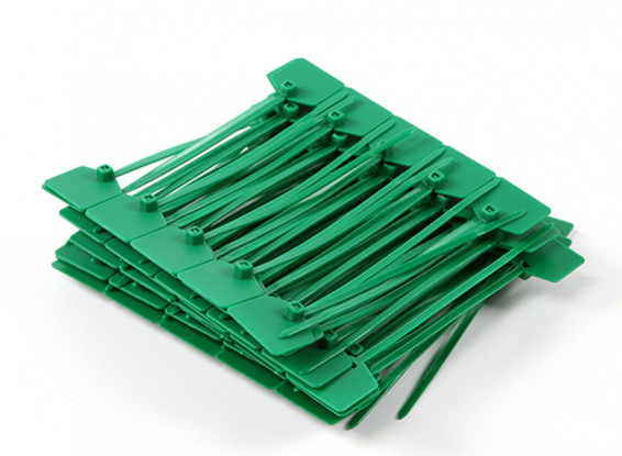 Sujetacables de 120 mm x 3 mm con marcador verde Tag (100pcs)