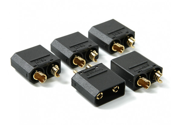 Nylon XT90 conectores macho (5 PC / bolsa) Negro