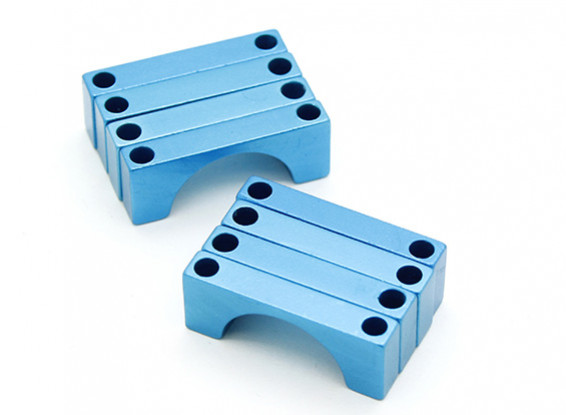 Azul anodizado CNC semicírculo aleación de tubo de sujeción (incl.screws) 30mm