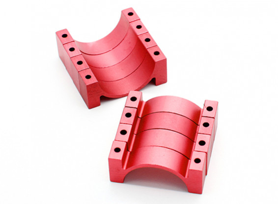 Rojo anodizado CNC semicírculo aleación de tubo de sujeción (incl.screws) 28mm