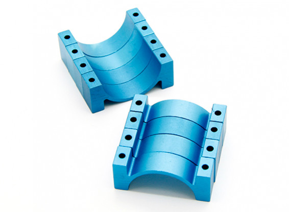 Azul anodizado CNC semicírculo aleación de tubo de sujeción (incl.screws) 14mm