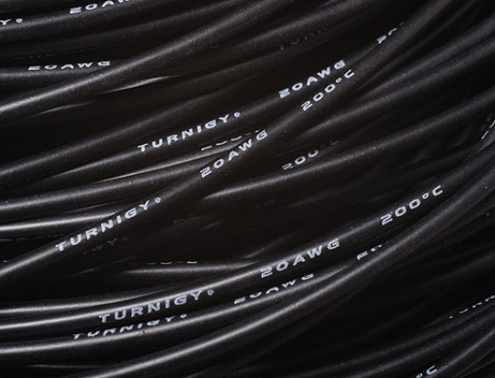Turnigy Pure-silicona de alambre 20 AWG 1m (Negro)