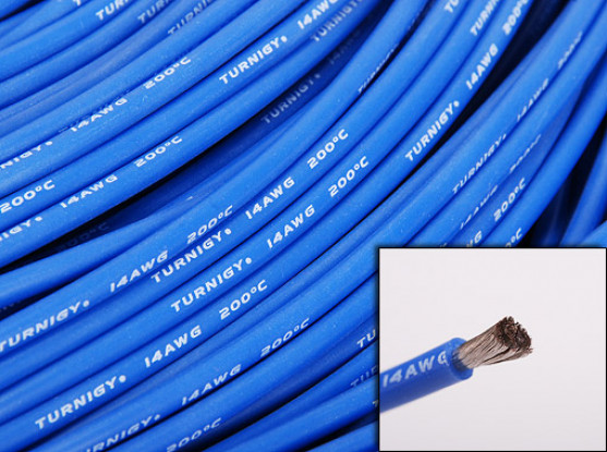 Turnigy Pure-silicona de alambre de 14 AWG 1m - 69A (azul)