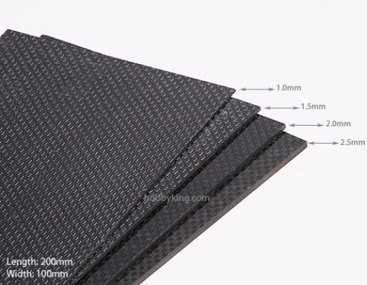 Hoja de tejido de fibra de carbono 200x100 (2,5 mm de espesor)