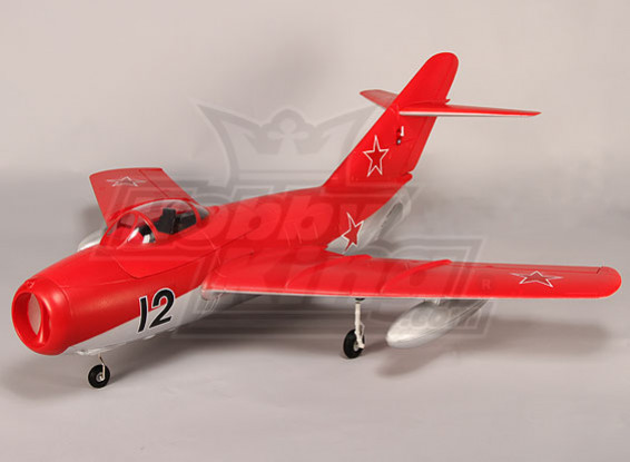 Mig-15 EDF Jet 70mm retrae eléctricos, Flaps, Airbrake, EPO Roja (PNF)