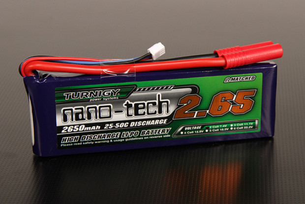 Turnigy nano-tech 2650mAh 2S 25 ~ 50C Lipo Pack de
