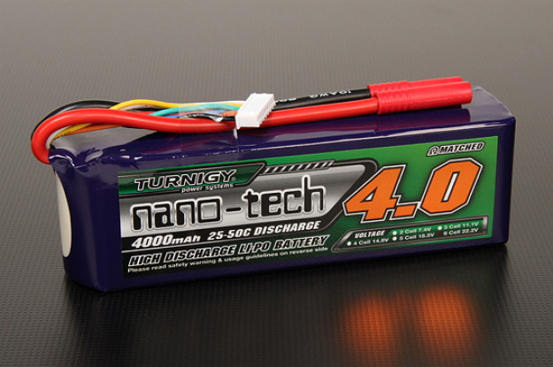 Turnigy nano-tech 4000mah 6S 25 ~ 50C Lipo Pack de