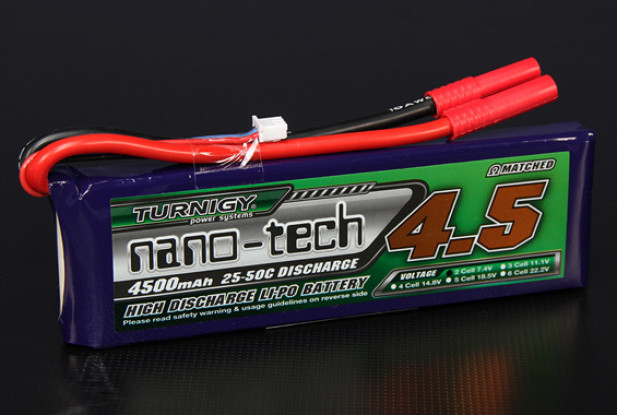Turnigy nano-tech 4500mAh 2S 25 ~ 50C Lipo Pack de