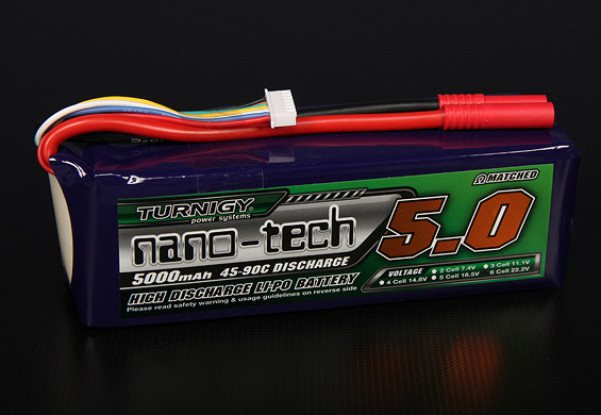 Turnigy nano-tech 5000mah 6S 45 ~ 90C Lipo Pack de