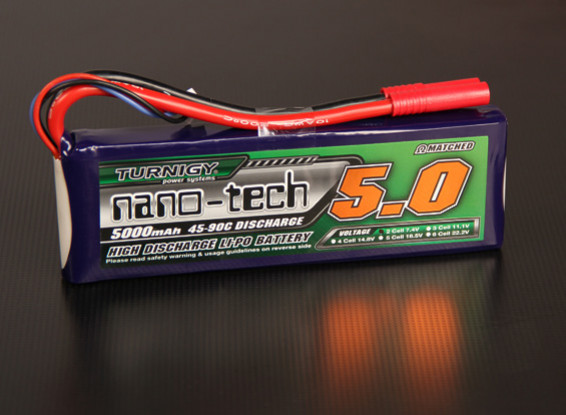 Turnigy nano-tech 5000mah 2S 45 ~ 90C Lipo Pack de