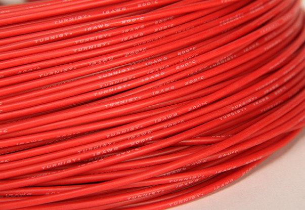 Turnigy Pure-silicona de alambre de 18 AWG 1m (rojo)