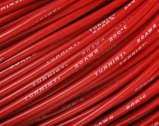 Turnigy Pure-silicona de alambre 20 AWG 1m (rojo)