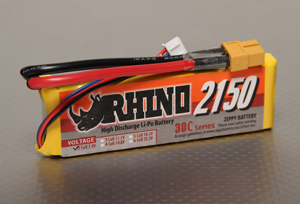 Rhino 2150mAh 2S 7.4V 30C Lipo Pack de