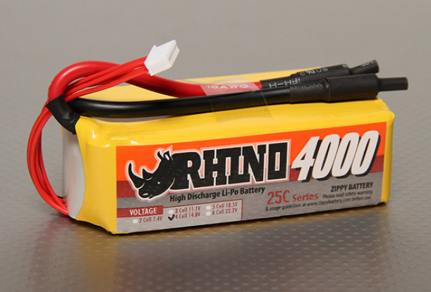 Rhino 4000mAh 4S2P 25C Lipo Pack de