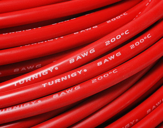 Turnigy Pure-silicona alambre 8AWG 1m (rojo)