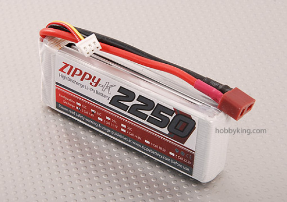 Zippy-K 2250 paquete de 2S1P 20C Lipo