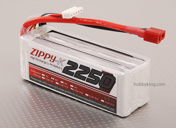 Zippy-K 2250 paquete de 4S1P 20C Lipo