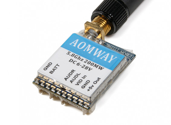 Aomway Micro V2 200mW 32ch 5.8GHz Video Transmitter Upgrade Version inc Race Channels (6~28V)