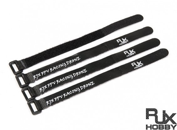 RJX Ultra-Grip Silicone Hook and Loop Battery Straps Black (200X15mmx4pcs）