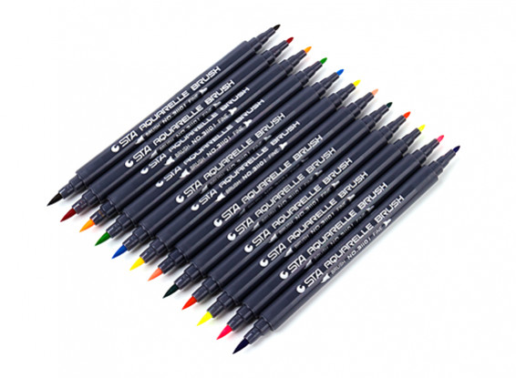 Dual Brush Tip Marker Pen Set (12 colors)