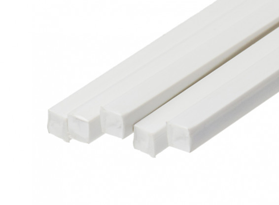 ABS Square Rod 6.0mm x 6.0mm x 500mm White (Qty 5)
