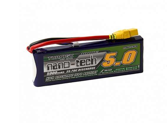 Turnigy nano-tech 5000mAh 2S 35~70C Lipo Pack w/XT-90