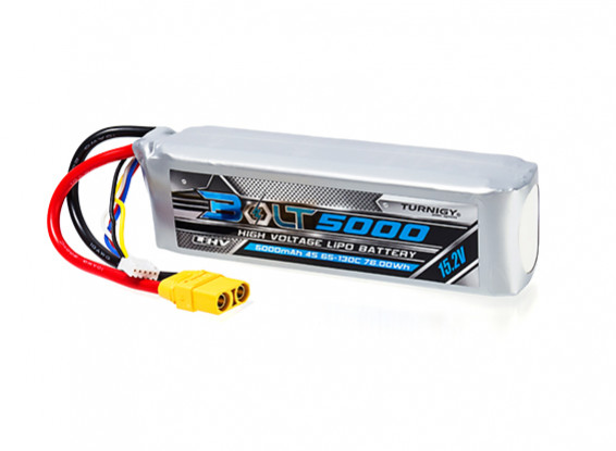 Turnigy Bolt 5000mAh 4S 15.2V 65~130C High Voltage Lipoly Pack (LiHV) w/XT90