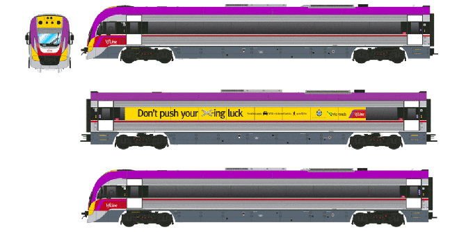 Southern Rail HO Scale VLocity VL49 V-Line DMU Rail Car Set DCC and Sound Ready (Red/Purple/Yellow)