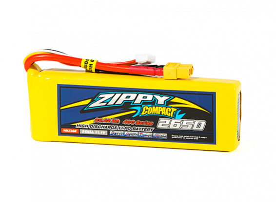 ZIPPY Compact 2650mAh 3S1P 40C Lipo Pack w/XT60