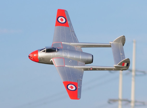 Durafly D.H.100 Vampire V3 PNF "Edizione RCAF Silver" Jet EDF 70mm EPO 1100mm