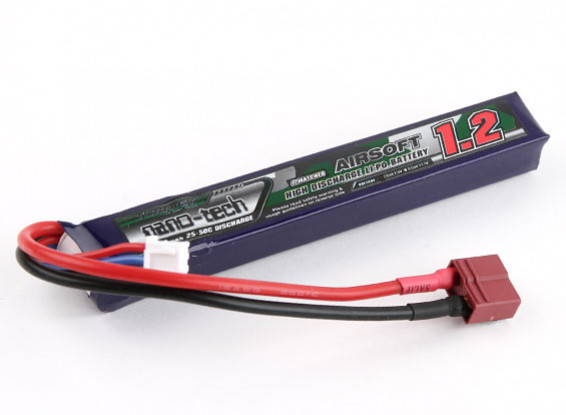 Turnigy nano-tech 1200mAh 2S 25 ~ 50C Lipo AIRSOFT Pack (T-connettore)