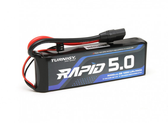 Turnigy Rapid 2S 5000mAh 7.4V 100C Lipo Battery w/XT90 for RC cars