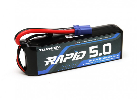 Turnigy Rapid 3S 5000mAh 11.1V 100C Lipo Battery w/EC5 for RC cars