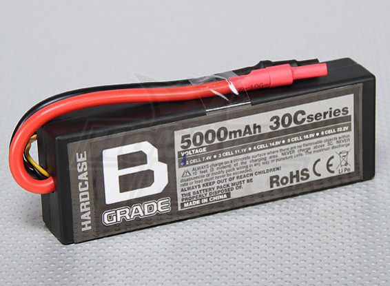 B-Grade 5000mAh 2S 30C Hardcase Lipoly Batteria