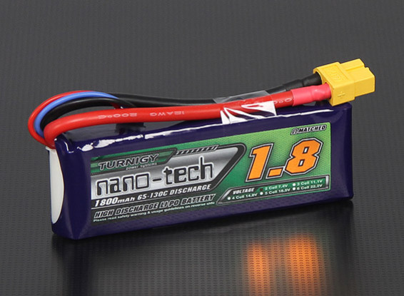 Turnigy nano-tech 1800mAh 2S 65C ~ Lipo pacchetto 130C