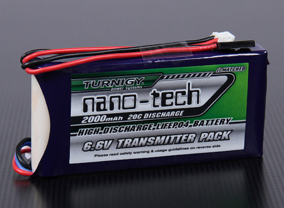 Trasmettitore pacchetto LiFePo4 Turnigy nano-tech 2000mAh 2S1P 20 ~ 40C