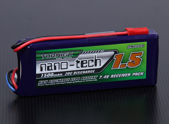 Turnigy nano-tech 1500mAh 2S1P 20 ~ 40C Lipo ricevitore pack
