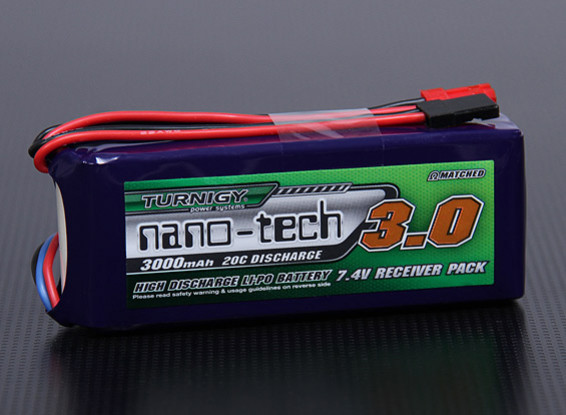 Turnigy nano-tech 3000mAh 2S2P 20 ~ 40C Lipo ricevitore pack