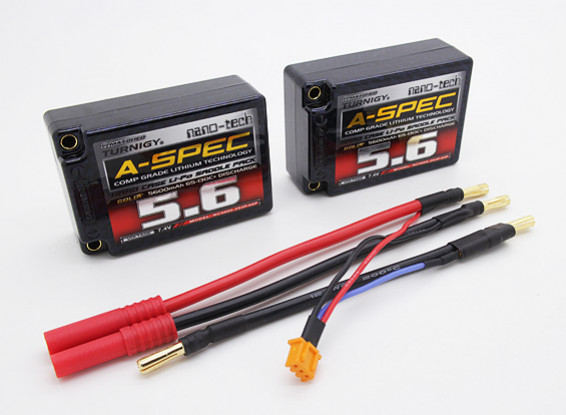Turnigy nano-tech A-SPEC 5600mAh (2 x 1S Packs) 65 ~ 130C Hardcase Gambe Pack